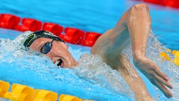 Der deutsche Schwimmer Florian Wellbrock in Aktion über 1.500 Meter Freistil © dpa-Bildfunk Foto: Oliver Weiken/dpa